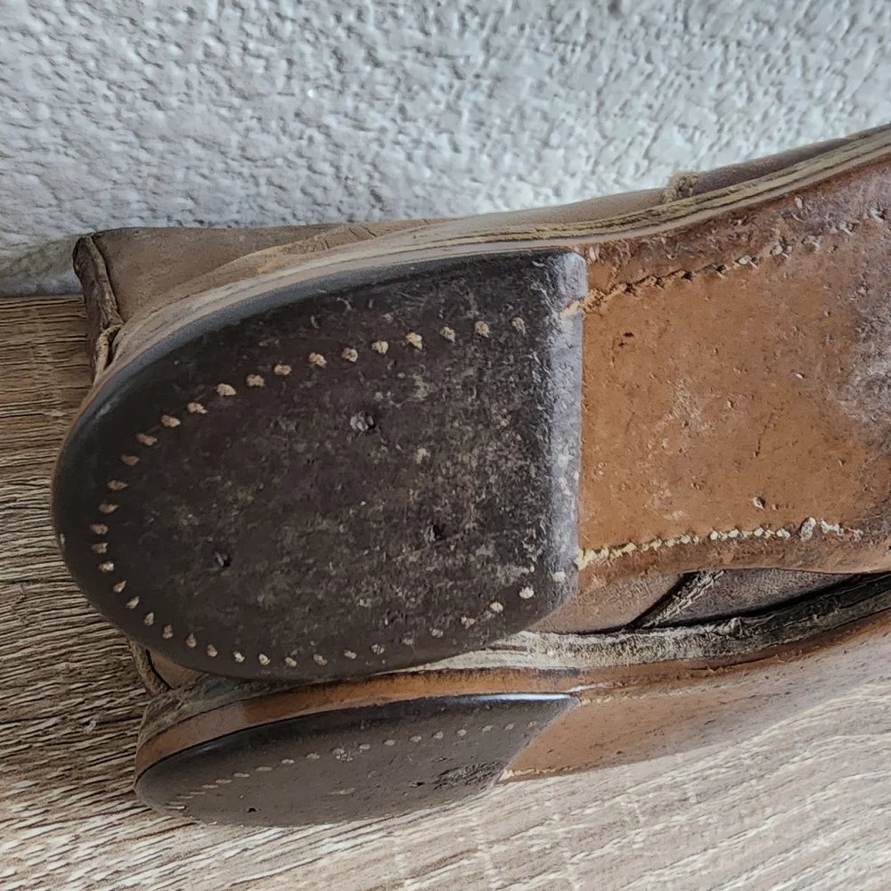 VINTAGE 50s Brown Leather Cowboy Toddler Western Boots